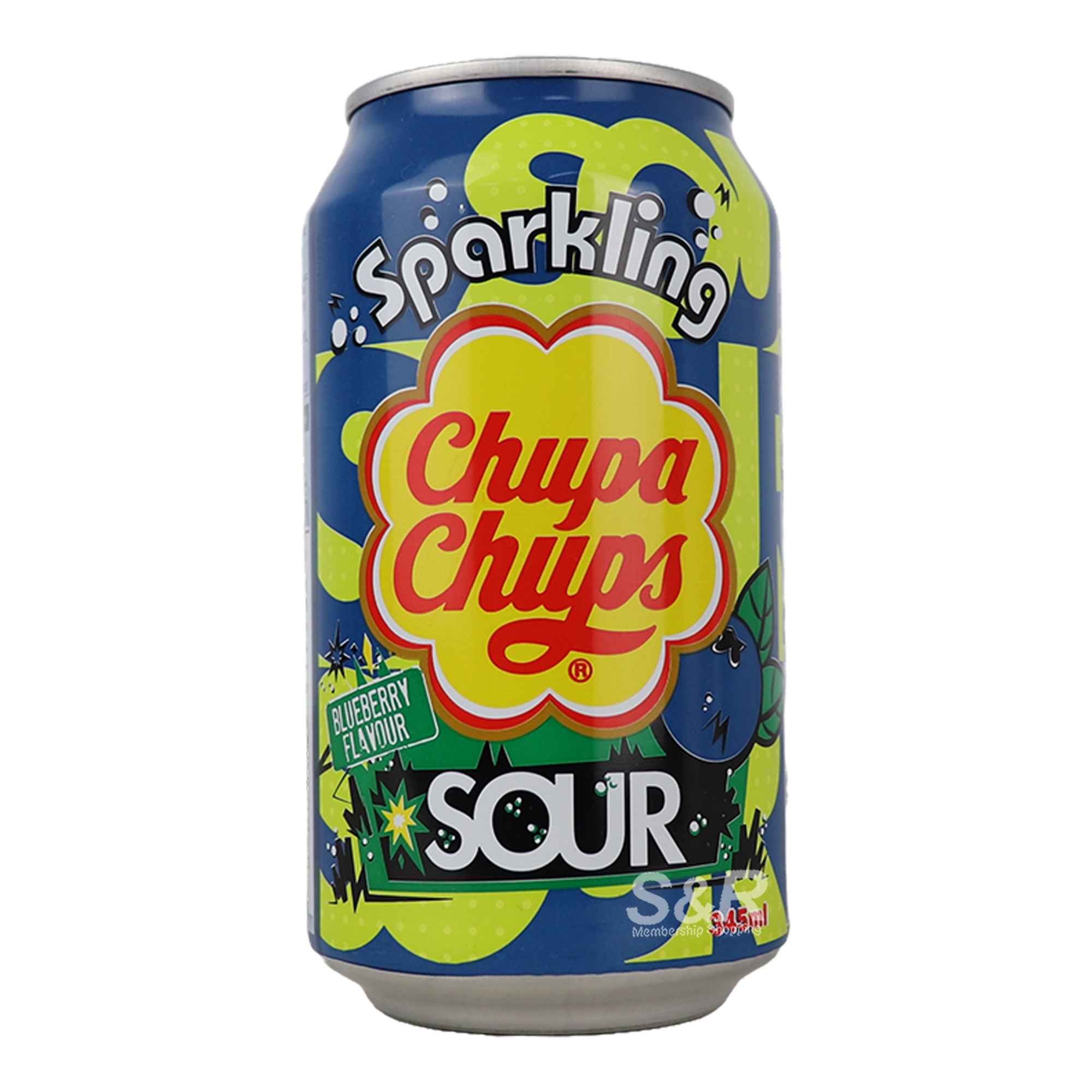 Chupa Chups Sparkling Sour Blueberry 355mL